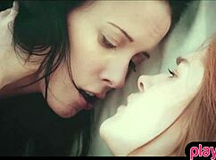 Watch this redhead teen devour a brunette!