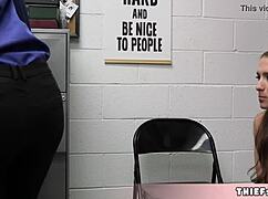 teen shoplifter gets bent over for a threesome in the shop 😈