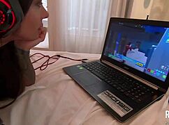 fucking latina friend ana rothbard while she plays fortnite