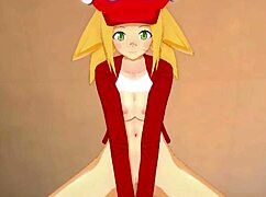 Roll gets serviced and lubricated in Megaman hentai.