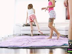 Amateur Teen 18+ Receives Blowjob And Facial In Group Party With Glasses