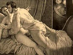 in vintage times, erotic illustrations depicted cartoon hentai scenes