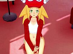 Roll gets serviced and lubricated in Megaman hentai.