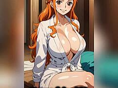 Nami teases with French jerk-off guidance