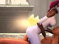 uhh, busty elf dominates guy in fight, gets his big cock reward!