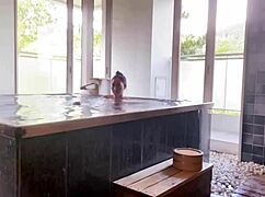 Hot water warms buttocks at Akiu Onsen