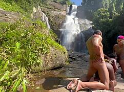 Friend And I Fuck Hot Black Girl At Waterfall