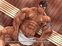 hey, wanna see a buff guy bang a young dude in the sauna?