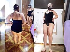 mirelladelic rips clothes, shows big tits and ass 😍