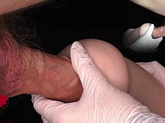 Mistress In White Latex Gloves Demands Ejaculation Into Onahole