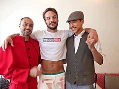 backstage threesome with leo felipe getting deepthroated bareback