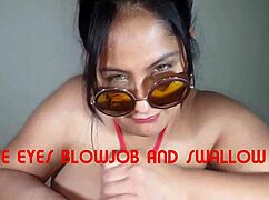 omg cute eyes blowjob and swallow 😍