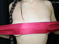 This teen brunette loves playing with her natural puffy nipples in a softcore solo.