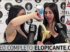 mielcita and almendra suck banana with cream