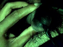 This shemale with a hairy big cock gets a cumshot after sounding in a casual scene