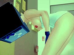 TV Woman Solo in Towel Awaits Intense Love Treatment