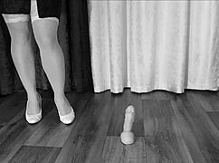 big ass milf rides dildo to orgasm in pearl panties 😍