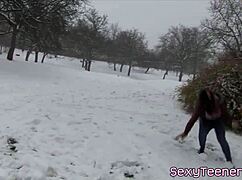 Pussyloving threeway with a teen getting doggystyled hard.