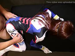 Tiny 18+ D Va in Overwatch cosplay moans on super thick cock with no mercy from Somegirth