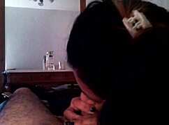 Is the argentinian bitch from flores giving a blowjob?