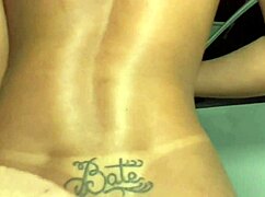 At the party, the cute brunette babe in lingerie shows her delicious ass and tits that are perfect for sucking and admiring by the couple.