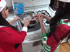 Baking Christmas Cookies in Kitchen