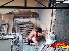 Fucking My Sister-In-Law Hard on the Terrace Outdoors