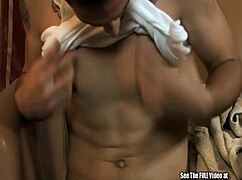 Tattoo thug jacks off to intense gay orgasm