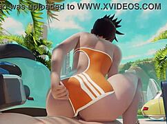 Overwatch Tracer Rides Vehicle At The Beach