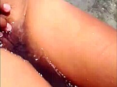 Latina girlfriend Susy masturbates on beach with sexy morena skin