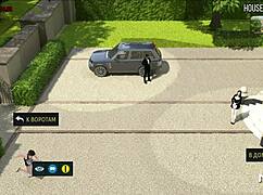 Anime girl begs for spanking in 3D fashion business game.