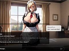 Erotic story with obedient big tits blonde maid Anya AI in sexting roleplay 😏