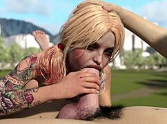 harley quinn deepthroats huge white dick in game