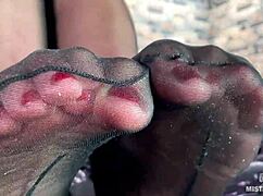 Goddess Feet and Toes Tease in Cute Black Pantyhose