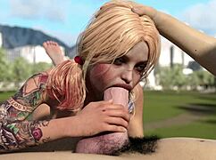 harley quinn deepthroats huge white dick in game