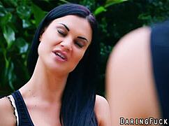 Classy european blonde babe sucks big cock while riding.