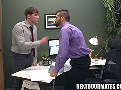 gay office workers argue about promotion & fuck.