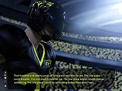 in the 3d anime game move the chains, players compete in a football match with cute characters.