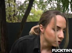 the tiny gardener mona blue working in the garden