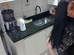 Latina Lady Masturbates In Kitchen With Big Tits