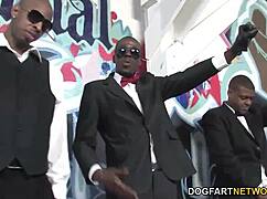 Aiden Aspen Takes Huge Black Cocks In Interracial Blowbang Gangbang. Cumshots Everywhere.