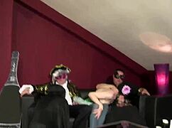 four of us at the masquerade ball got crazy in a wild orgy, man!