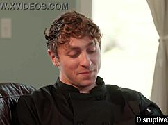 A closeted guy seduces his cooking instructor in the kitchen