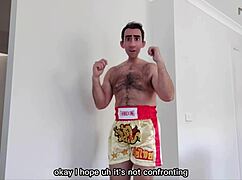 Gay Stepdad Worships Chubby Kickboxer's Feet