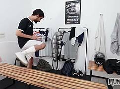 Sucking Soccer Partner In Locker Room