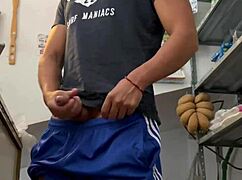 Young Mexican Masturbates Big Cock In Grocery Store