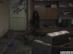 Horrorporn - the demon's grip on skinny brunette.