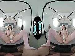 Helpful girlfriend assists with VR tasks