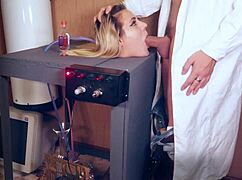 Mad professor receives deepthroat blowjob and facial in halloween cosplay