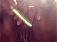 Using his toothbrush, she squirted wet pussy